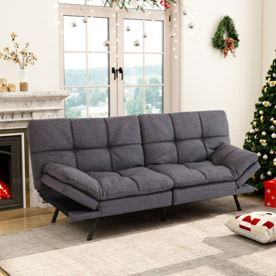 Alan 71" Upholstered Convertible Sofa With Adjustable Arms And Backs