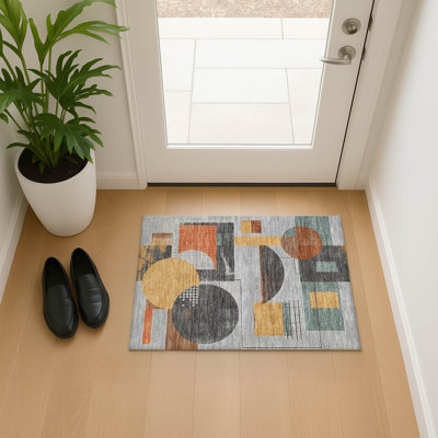 Premium Machine Washable Mehara AMF1695 Geometric Rug