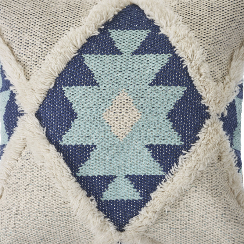 Housse de coussin géométrique en mélange de coton à texture géométrique, Housse de coussin seulement - sans coussin