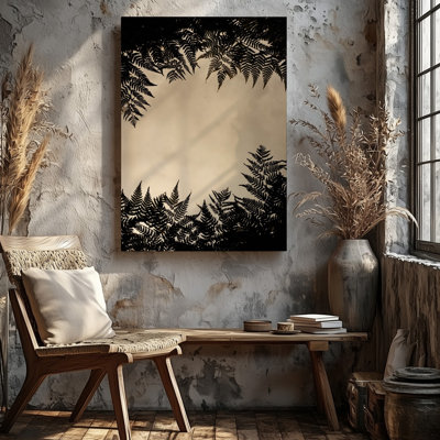 Canvas A Serene Minimalist Composition Featuring A Canopy Of Delicate Fern Wall Art Leaves Captured From A Low Angle Against A Soft Canvas Wall Art