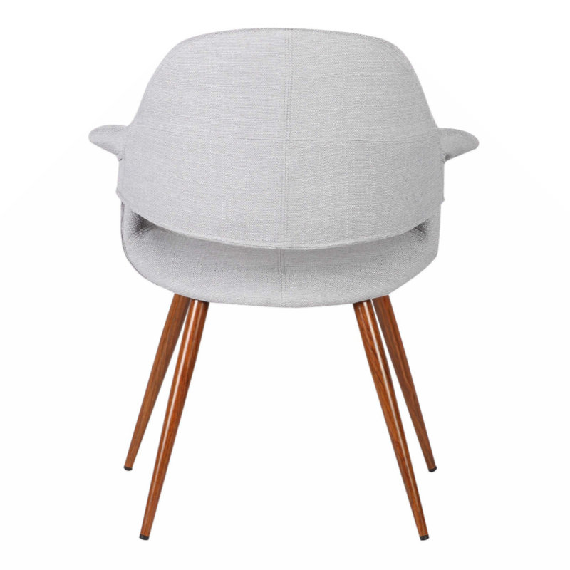 Mid-Century Gray Upholstered Wood Arm Chair 25"W
