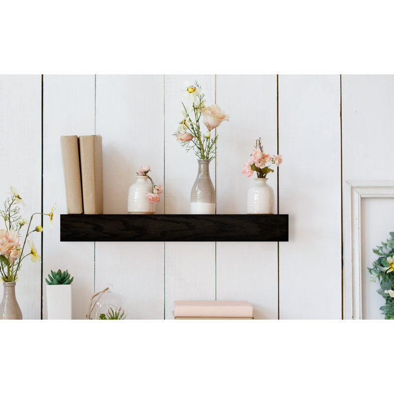 Krystallynn Oak Floating Shelf, Black, 6" H x 26" W x 8" D