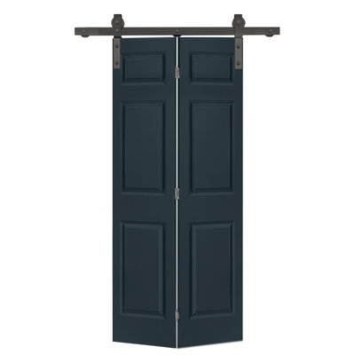 Paneled MDF Composite Bifold Barn Door with Installation Hardware Kit