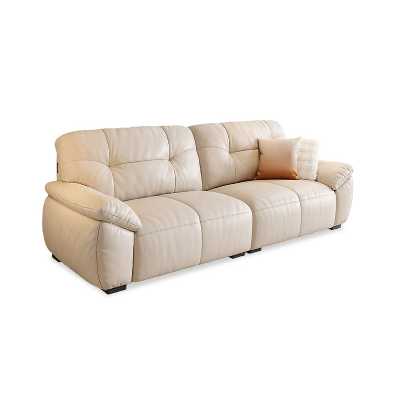 White Genuine Leather Modular Sofa cushion Loveseat