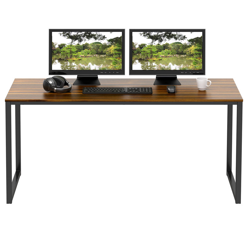 Morrel Rectangle Writing Desk, 28" H x 48" W x 24" D, Walnut/ Black