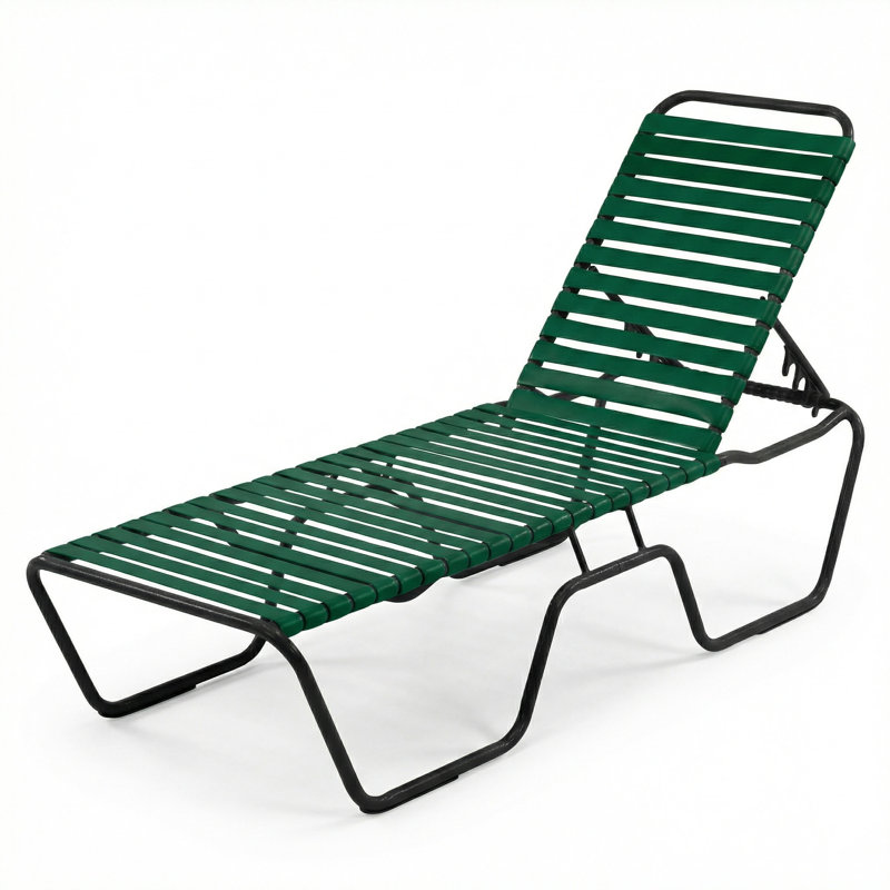 Armless Chaise, Sherwood Green Strap/Matte Black