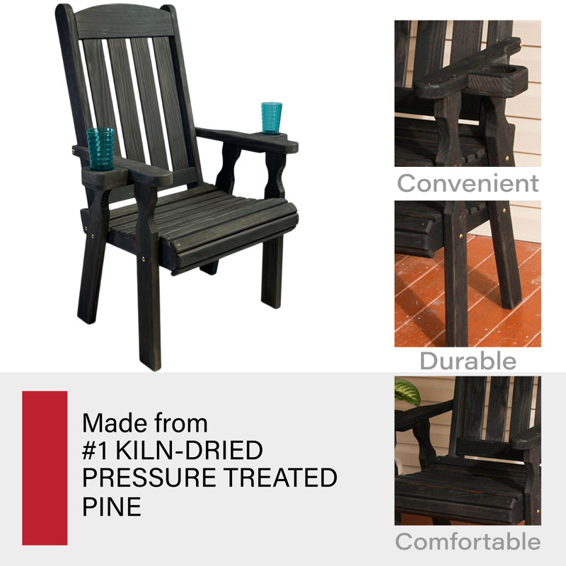 Chaise de patio robuste à dossier haut de 600 lb, porte-gobelets, Noir semi-solide