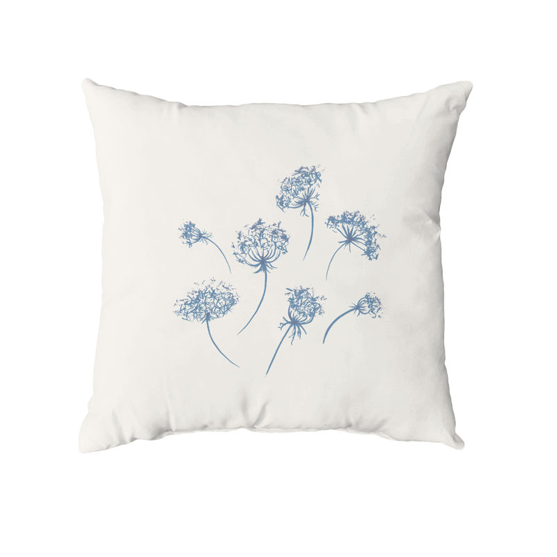Floral Throw Pillow, Navy Blue, 16" x 16"