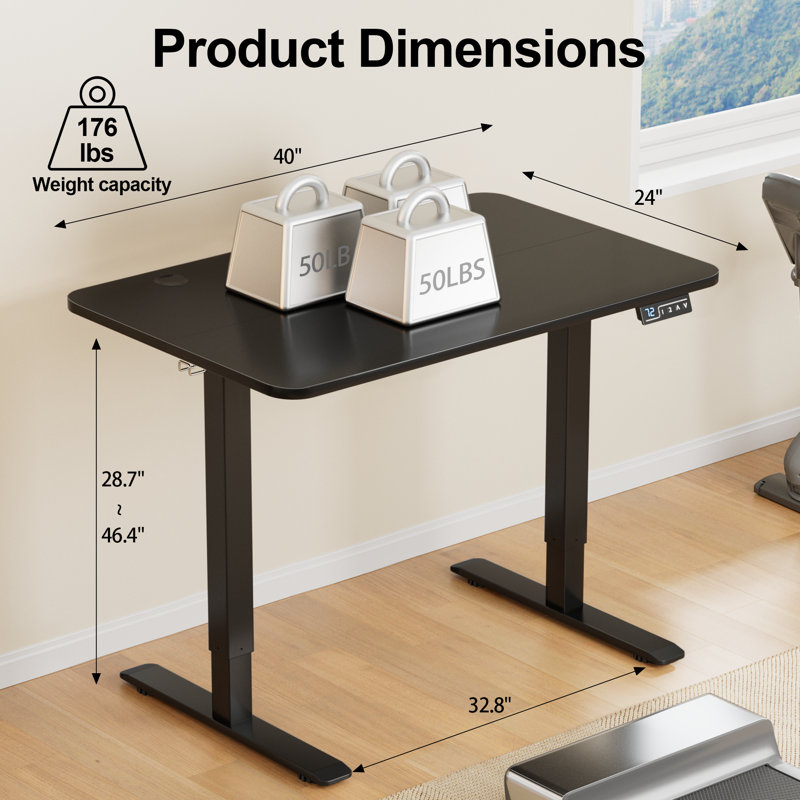 Bureaux debout à hauteur réglable Putnam, Noir, noir, noir, noir, H 48 po x l 39,37 po x P 23,62 po