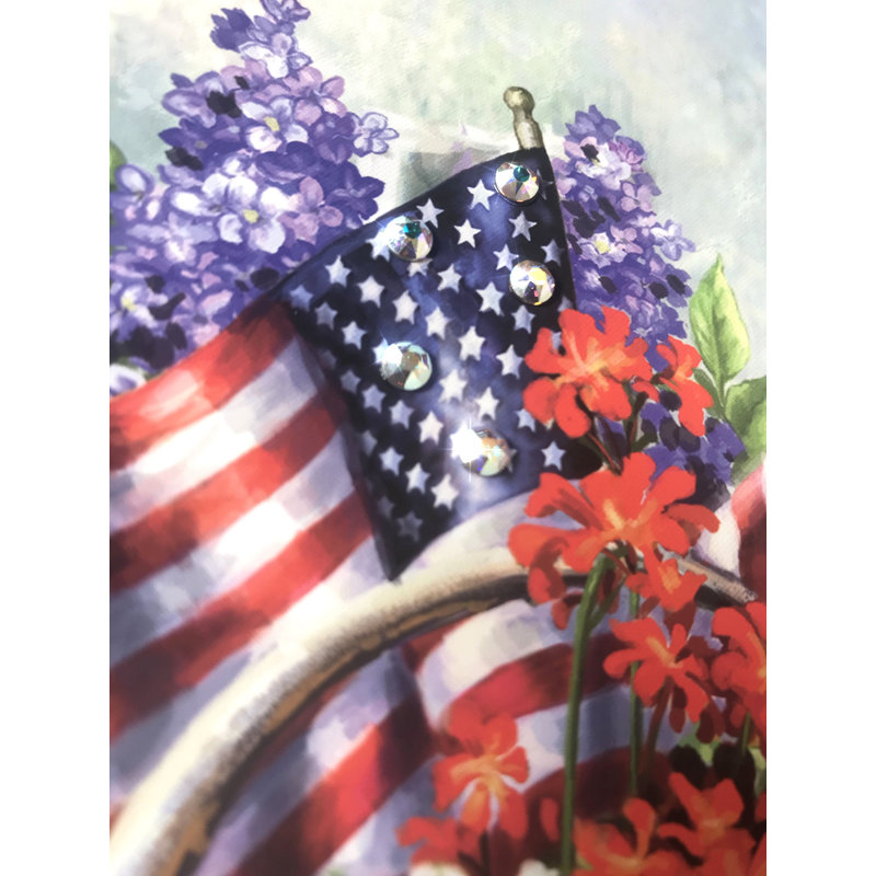 Motif patriotique de jardin avec cristaux éblouissants