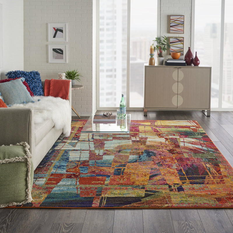 Tapis arc-en-ciel moderne Enoch, Rectangle 7 pi 10 po x 10 pi 6 po