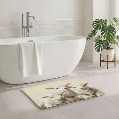 32"x20" IN Fluffy Non Slip Fluffy Lamb Mat Bathroom Entryway Cute Floor Rug