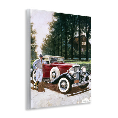 Retro Convertible Coupe & Driver Wall Plaque, design by Wind River Studios