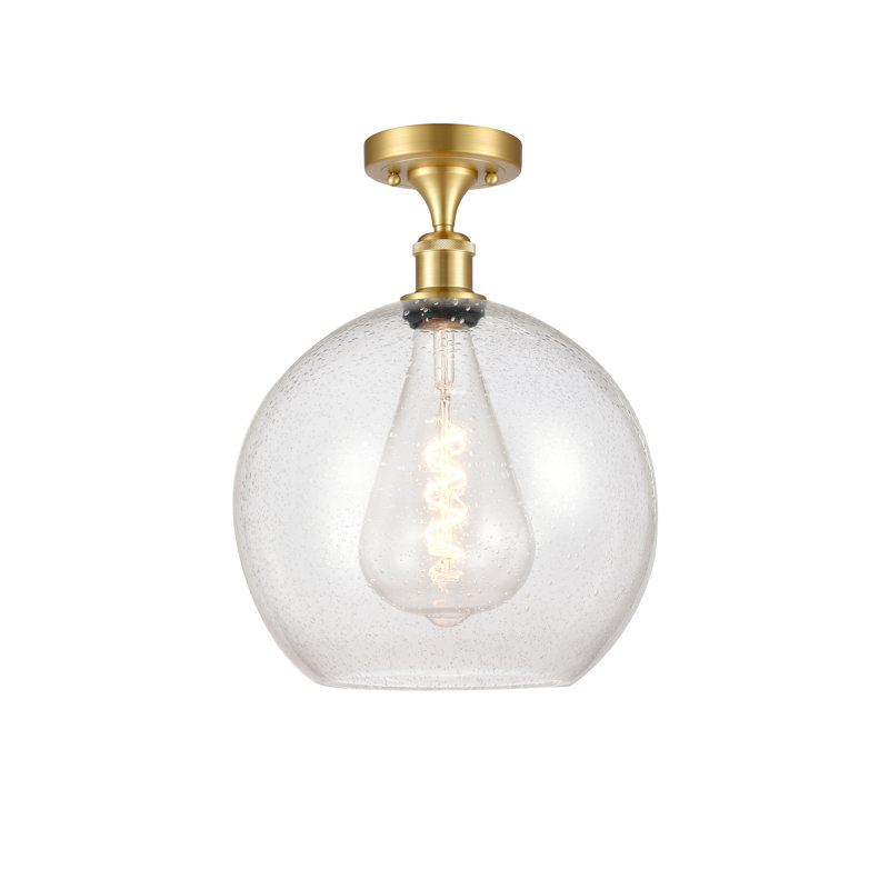 Plafonnier semi-encastré 1 lumière, H 16,38 po x l 11,75 po x P 11,75 po, Ampoule non incluse, Or satiné