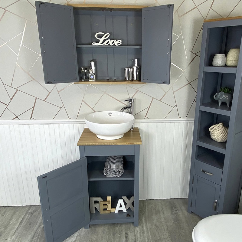 Martel 510mm Single Bathroom Vanity with Vessel Stone Basin, Grey