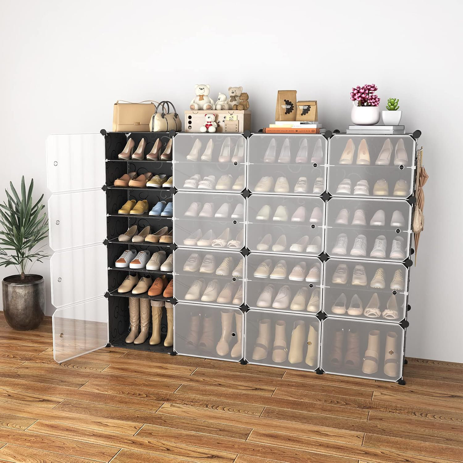 Rebrilliant Portable Shoe Rack With Door, Adjustable Shoe Storage ...
