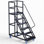 Échelle de rangement à 6 marches avec rampes de sécurité, escalier mobile en acier robuste avec roues verrouillables, escabeau anti-dérapant pour entrepôt, bibliothèque, marché