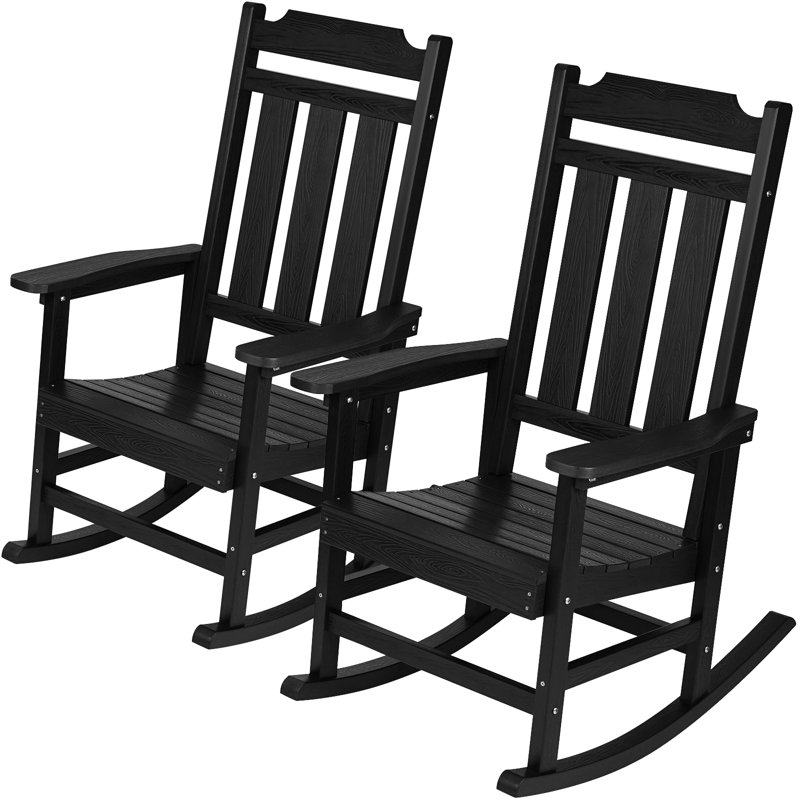 Porch Rocker HIPS Outdoor Rocking Chair High Back 2 pcs 400 lbs Weight
