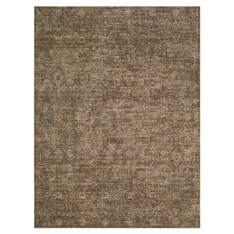 Tapis brun délavé doux et délavé avec envers antidérapant , Rectangle 8' x 10', Brown