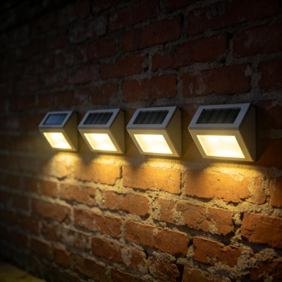 Solar Powered Outdoor LED Step Lights IP65 Waterproof Stainless Steel for Deck Fence Stair Garden Path