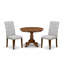 Ensemble de table de salle à manger 3 pièces pour petits espaces comprenant une table de salle à manger ronde avec piédestal et 2 chaises parsons en tissu de lin gris, noyer antique-853530673-853530683-853530680