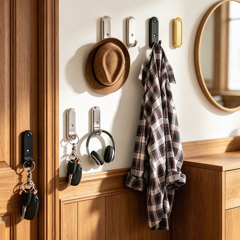 Foldable Wall Hooks 4 Pack Heavy Duty Zinc Alloy Flip Down Coat Hook 90 Degree Hidden Folding Wall Mounted Hook with Screws Anchors for Entryway Bedroom Closet Mudroom Hanging Hat Towel Bag Key