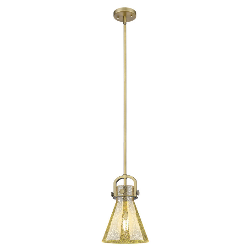 Mini luminaire suspendu à structure arquée 1 lumière 8 "Downtown Cone - Newton Cone, Mercure, Laiton brossé