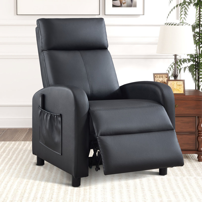 65cm Wide Modern and Soft Breathable Vegan Leather Compact Massage Recliner with Remote Control and Pocket (Set of 2)