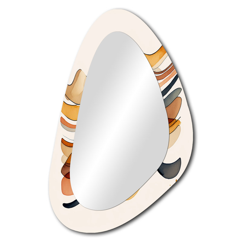 «Burnt Orange Waves Abstract VI - Abstract Spirals», miroir mural asymétrique moderne