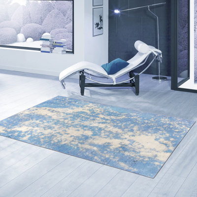 Tapis bleu/blanc