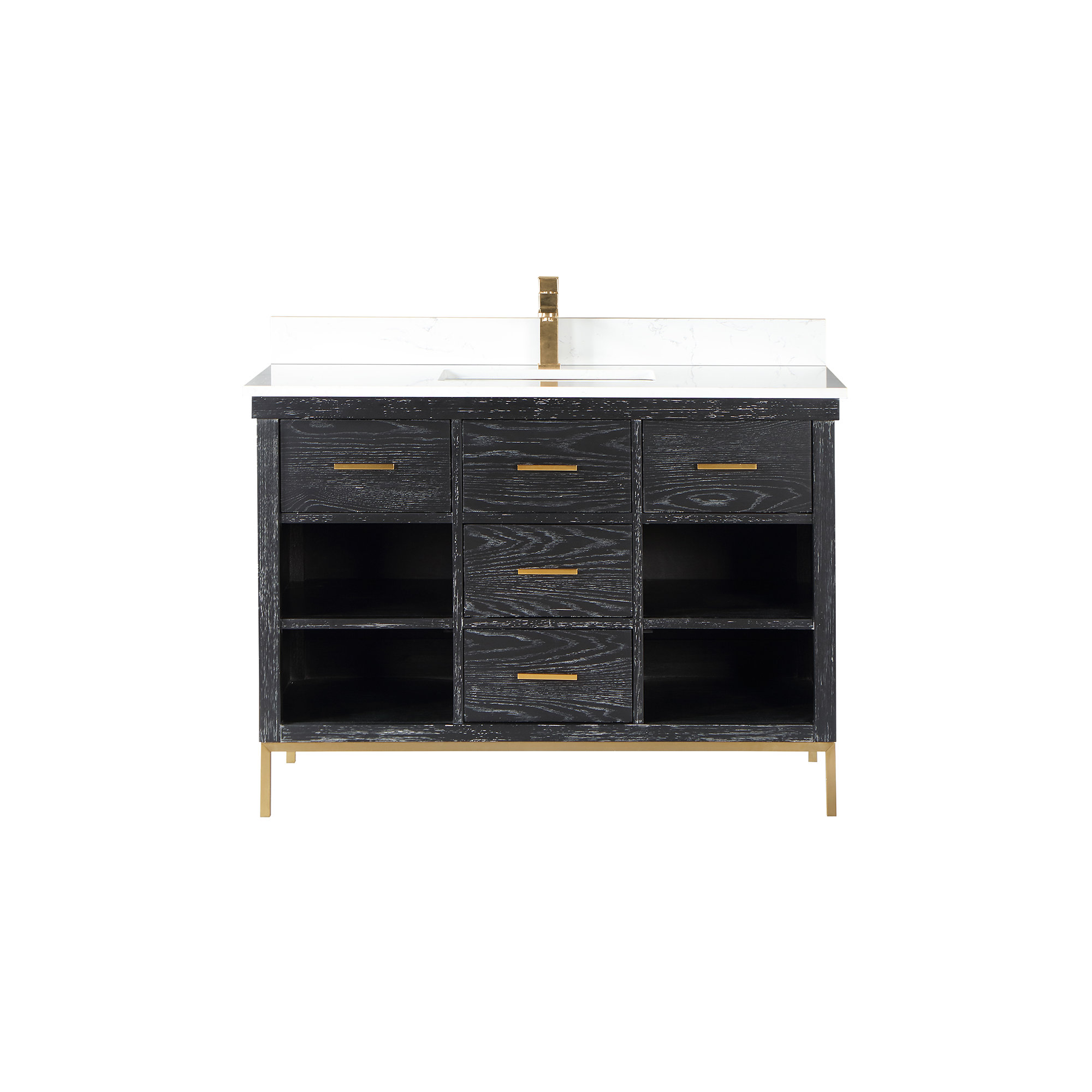 Kesia 48'' Single Bathroom Vanity, Gold, Black