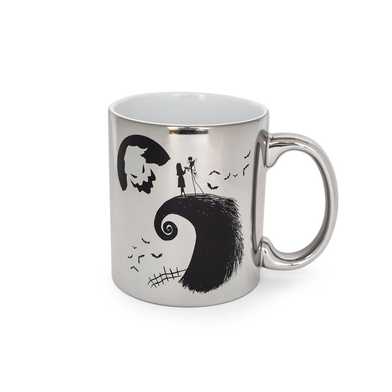 Tasse en céramique galvanisée argentée Nightmare avant Noël | Peut contenir 20 onces