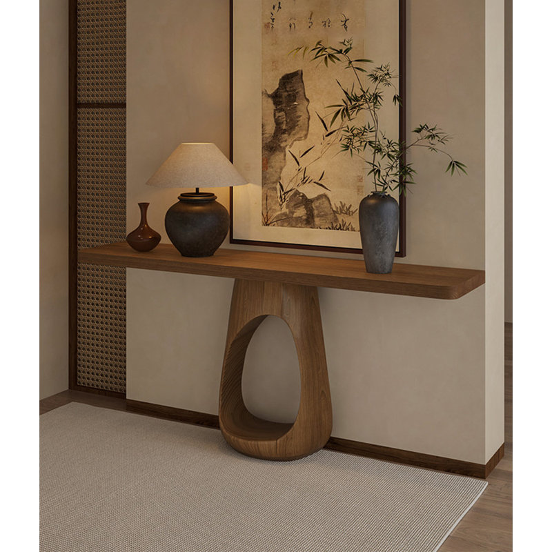 Organic Hollow Base Solid Pine Wood Console Table, 29.5" H x 47.2" W x 9.8" D