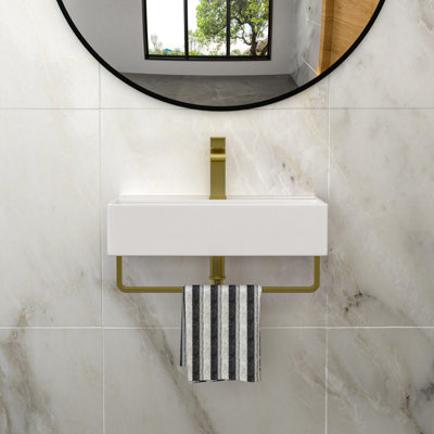 21" Wall-Mounted Single Bathroom Sink with Towel Rack