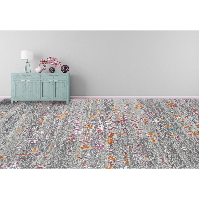 Essence Abstract Area Rug in Pink, Rectangle 10' x 14'