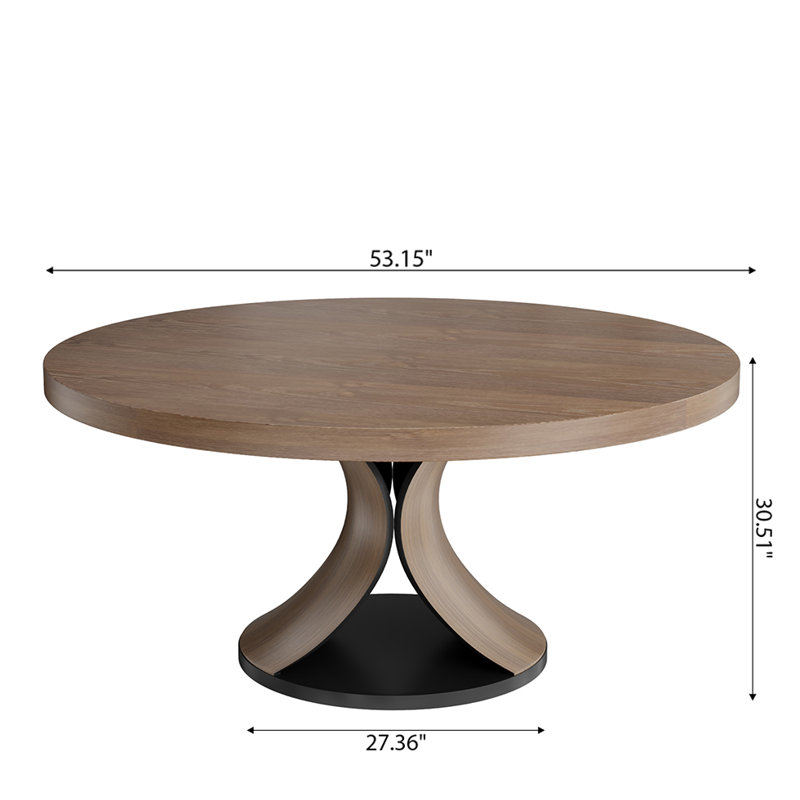 Table de salle à manger en bois massif de couleur noyer pour 2 à 10 personnes, 53.15"
