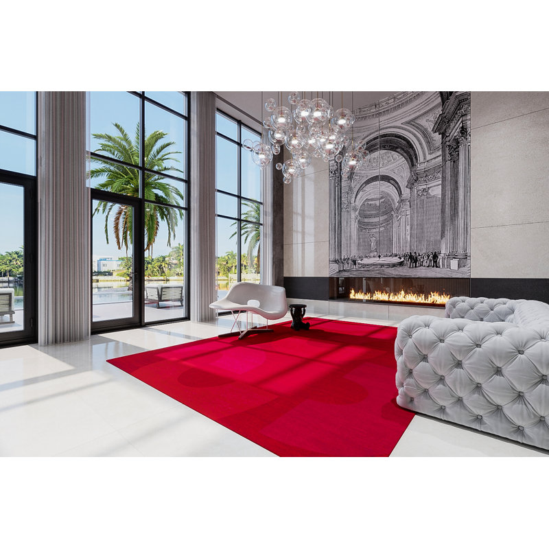 C Me Crimson Geometric Area Rug in Red, Rectangle 9' x 12'