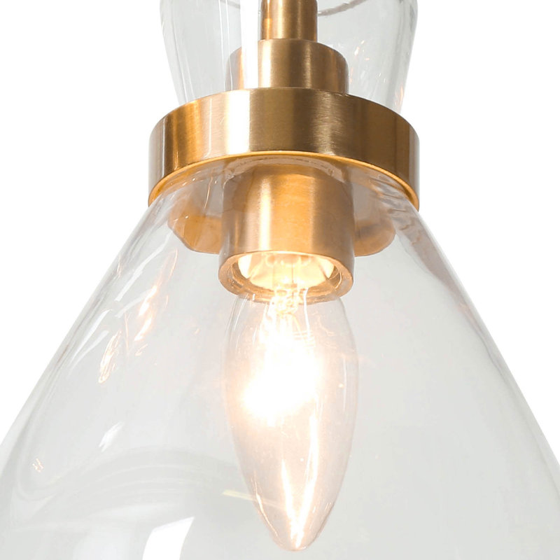 Luminaire suspendu en forme de cloche dorée à 3 lumières
