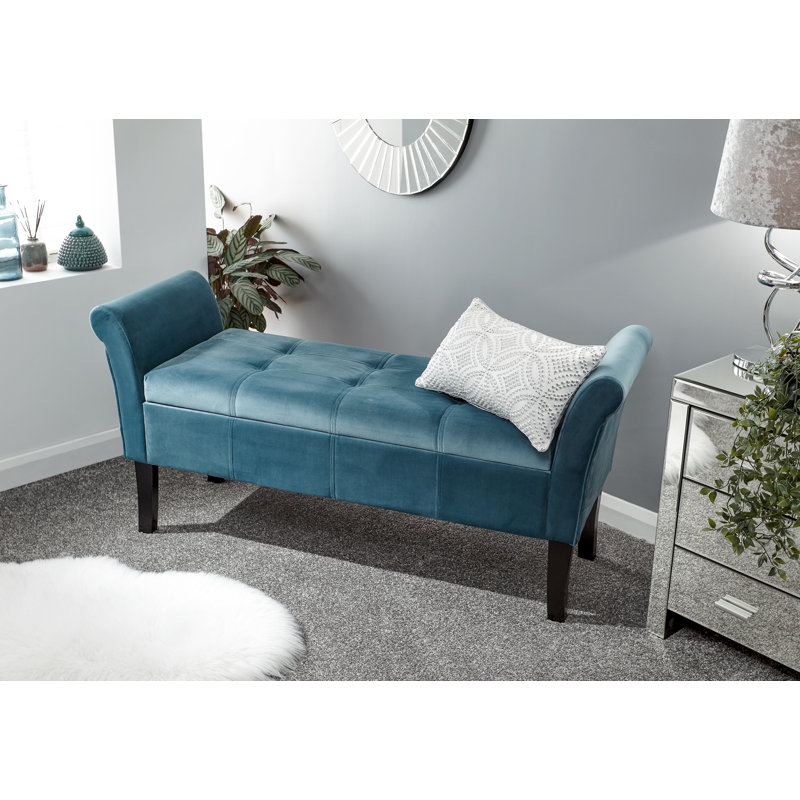 Newtowne Upholstered Storage Bench, Teal