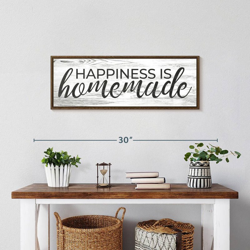 Plaque murale «Happiness Is Hommade» II, 25" X 9", Floating Frame Walnut