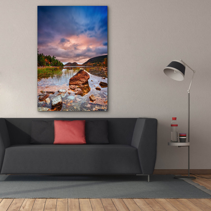 «Epic Graffiti», «Cloudy Morn At Jordan Pond» par Rick Berk, art mural sur toile, H 60 po x l 40 po x P 1,5 po