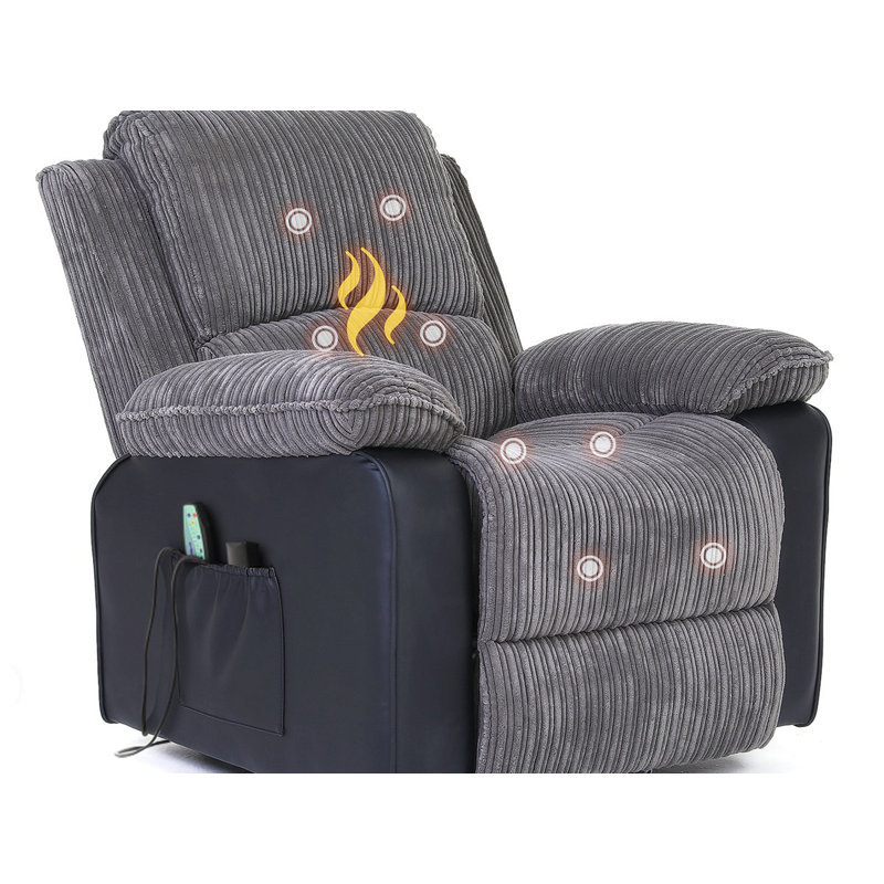 Fauteuil inclinable Adrea, Velours côtelé gris