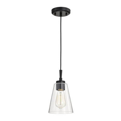 Luminaire suspendu moderne 1 lumière Cassand avec abat-jour en verre conique transparent