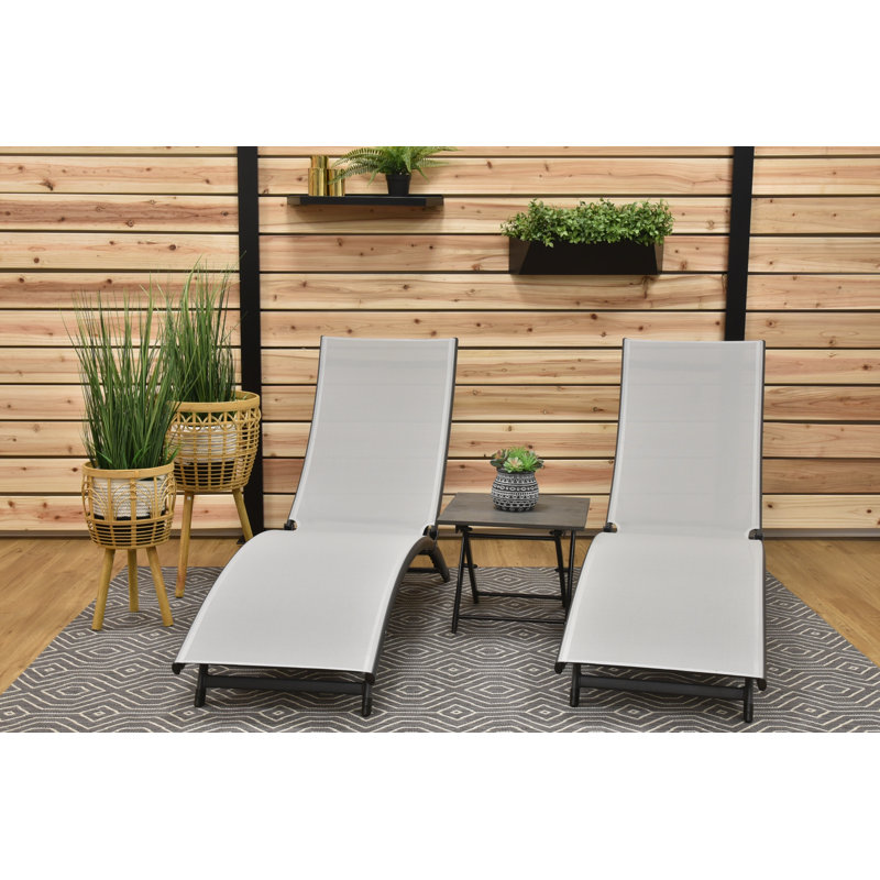 Bontang Sun Lounger Set with Loungers and Table, Light Gray