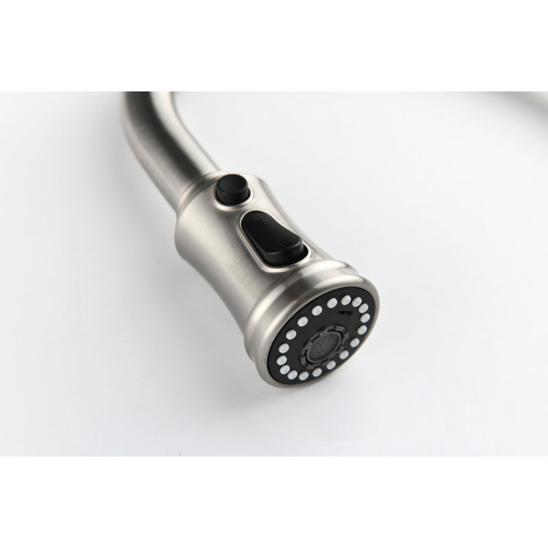 Brushed Nickel Sink Faucet With 360 Rotatable Nozzle And Stainless Steel Material Kitchen In Swivel Corrosion Resistance