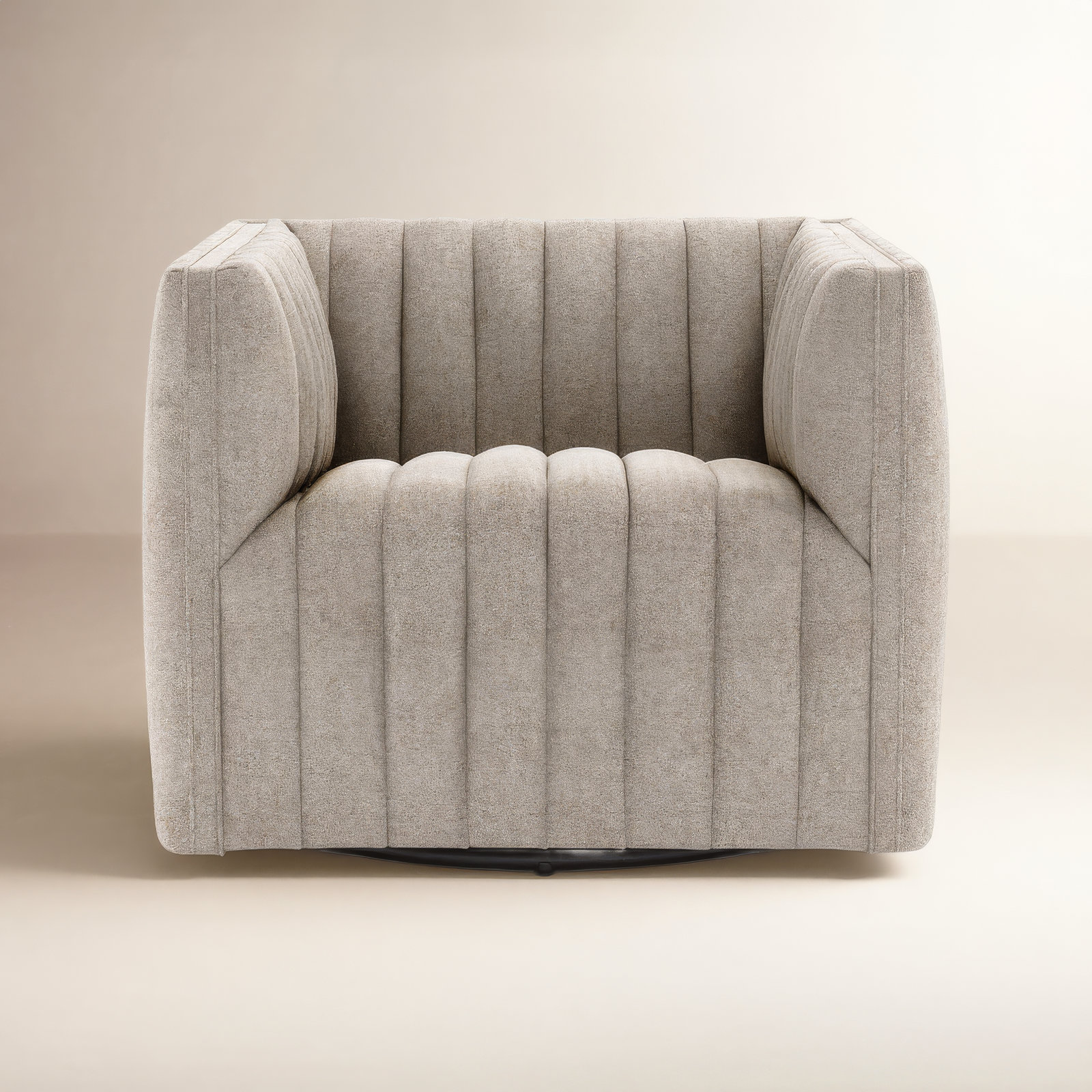Brandt Genuine Leather Swivel Armchair, Orly Natural Polyester