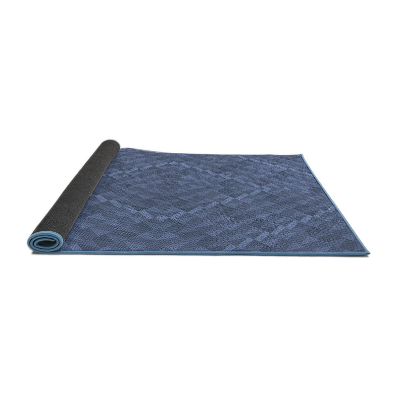 Tapis géométrique bleu clair, Rond 8 pi