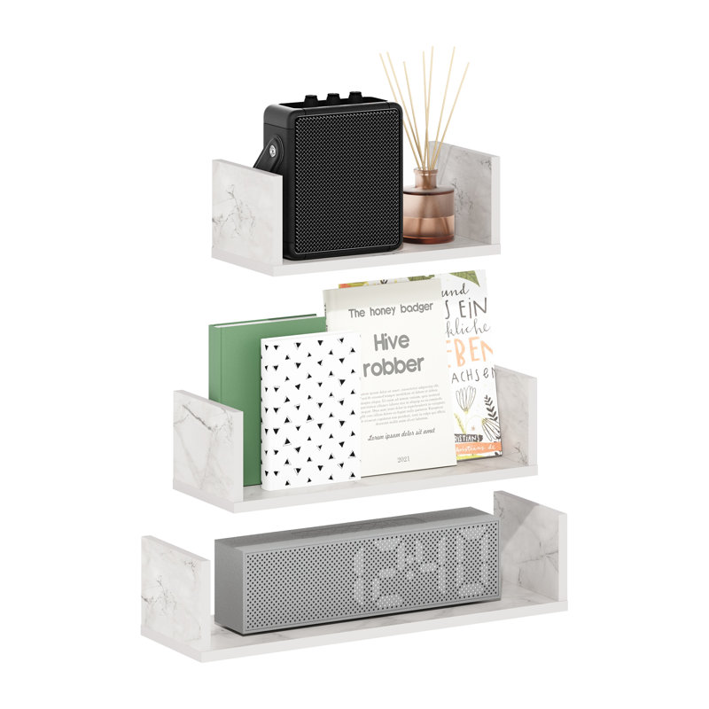 Meryn 3 Piece Wall Mounted Floating Shelf with Invisible Brackets