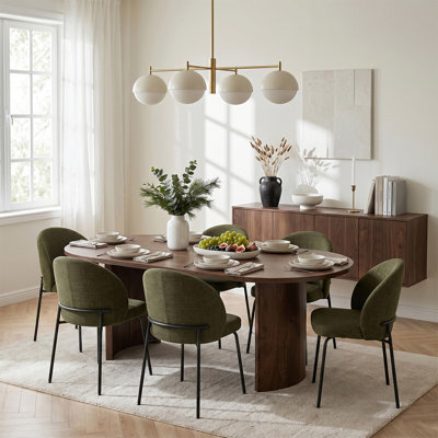 Ensemble de table de salle à manger 79 "pour 6 personnes avec chaises rembourrées 79" (7 pièces)
