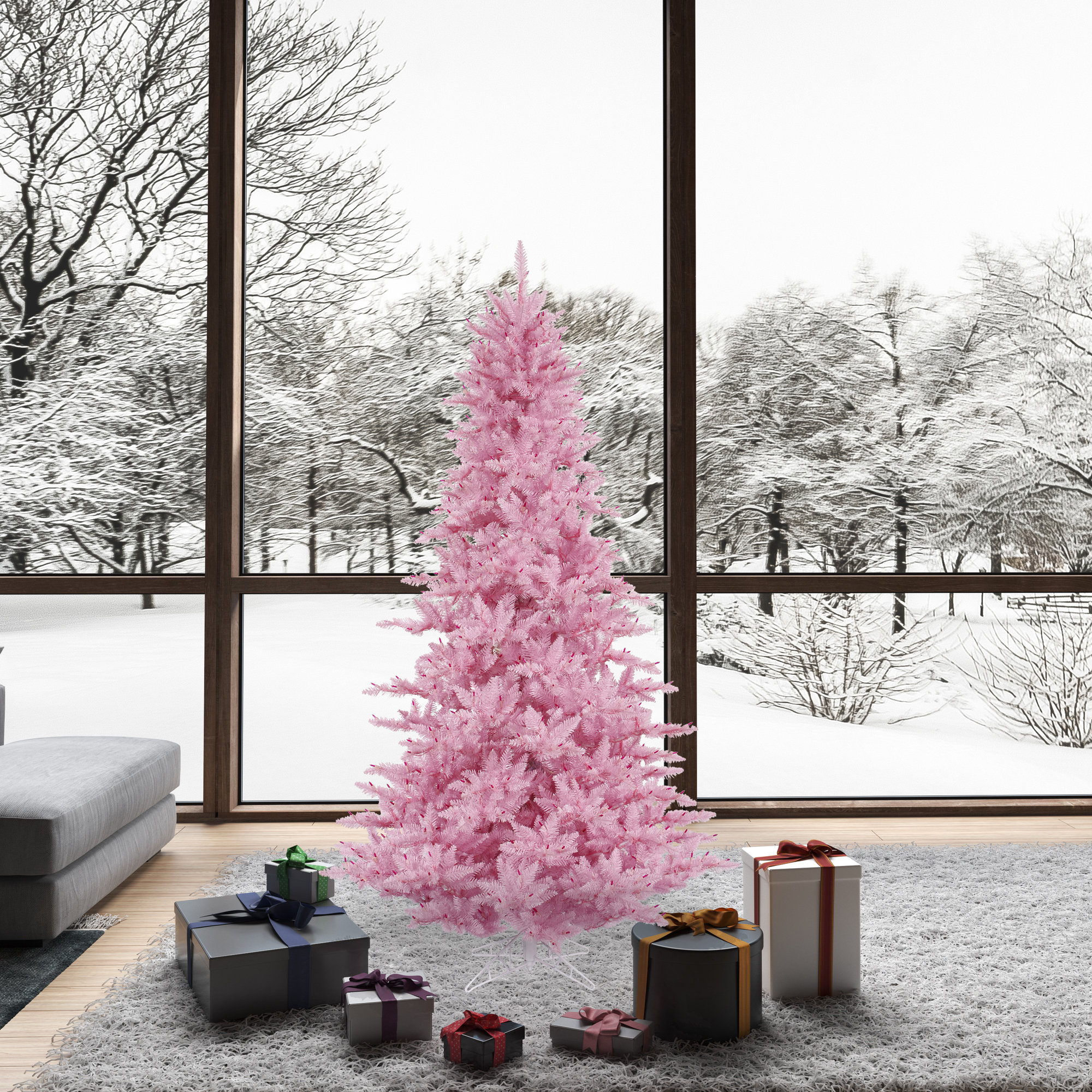 6' Pink Fir Artificial Christmas Tree - Thumbnail 5